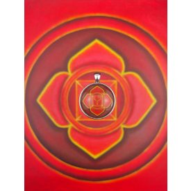   Gyökércsakra medál-kulcstartó 33mm x 15mm Letisztult, magas lencsés