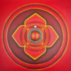 Gyökércsakra medál 35mm x 13mm Szirmos, magas lencsés