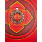 Gyökércsakra medál 35mm x 13mm Szirmos, magas lencsés