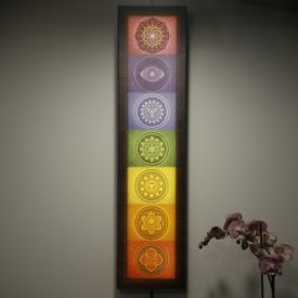   Ébredés csakralámpa, világító falikép sötét kerettel 90cm